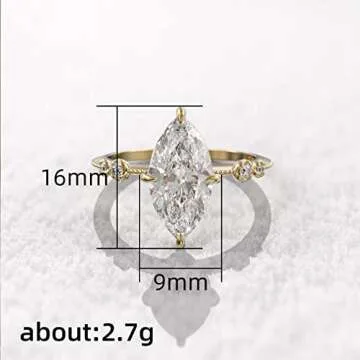 JASXEYO 925 Silver Plated Gold Engagement Rings - Elegant CZ Wedding Bands for Women Size 6-10