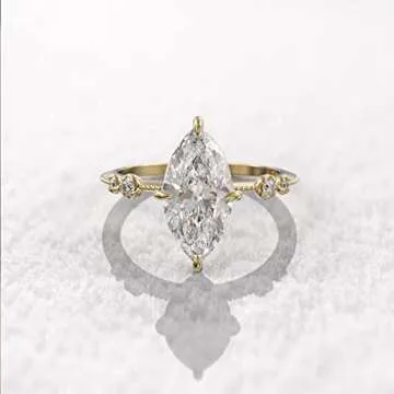 JASXEYO Elegant 925 Silver Plated Gold Engagement Ring for Her