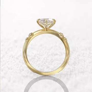 JASXEYO Elegant 925 Silver Plated Gold Engagement Ring for Her