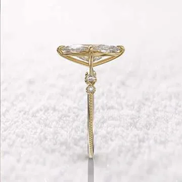 JASXEYO Elegant 925 Silver Plated Gold Engagement Ring for Her