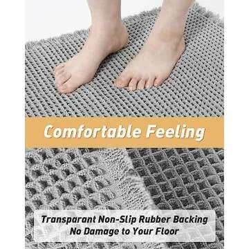 Upgraded Waffle Runner Rug Super Absorbent Non Slip Bath Mats for Bathroom Machine Washable Bathroom Runner Rug with Tassels, Ideal for Hallway Bedroom Laundry Room, Light Grey, 2' x 6'(24" x 72")