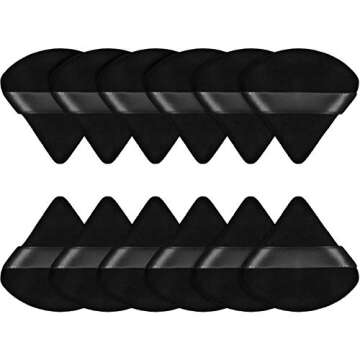 Maitys Fiber Triangular Makeup Puffs - 12 Soft Reusable Cosmetic Tools for Flawless Makeup Applicati...