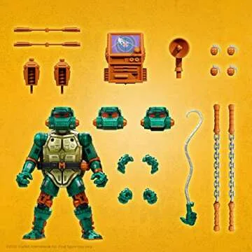 Super7 ULTIMATES! Teenage Mutant Ninja Turtles Metalhead Michelangelo - 7" TMNT Action Figure with A...