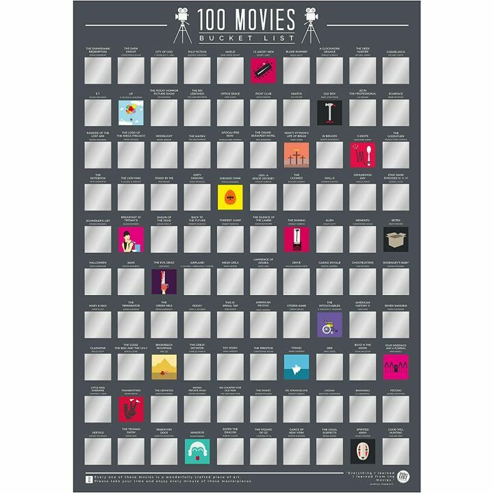 100 Movies Bucket List Poster - Movie Lovers Essential