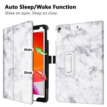 Gylint Case for iPad 9th / 8th / 7th Gen (2021/2020/2019) 10.2 Inch/iPad Air 10.5 (3rd Gen) 2019 / iPad Pro 10.5 2017- Premium PU Leather Smart Folio Cover with Pencil Holder, Auto Sleep/Wake Marble
