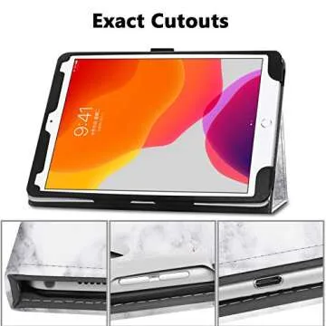 Gylint Case for iPad 9th / 8th / 7th Gen (2021/2020/2019) 10.2 Inch/iPad Air 10.5 (3rd Gen) 2019 / iPad Pro 10.5 2017- Premium PU Leather Smart Folio Cover with Pencil Holder, Auto Sleep/Wake Marble