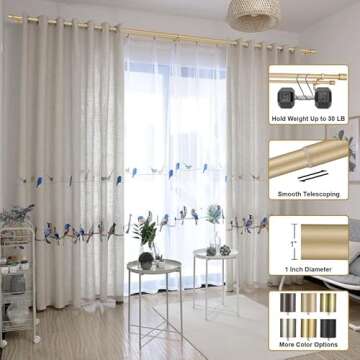 Double Curtain Rods 72-144", Light Gold Double Curtain Rods with Cap Finials, Adjustable Double Window Rods, 1 Inch Front and 5/8 Inch Back Double Drapery Rod, Telescoping Dual Curtain Rods Gold