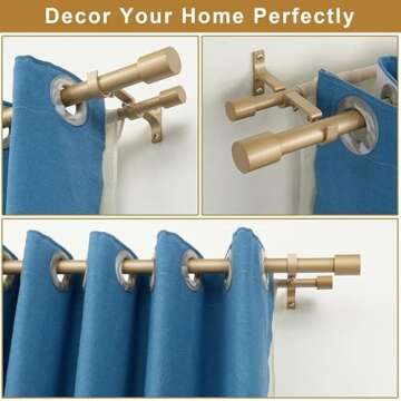 Double Curtain Rods 72-144", Light Gold Double Curtain Rods with Cap Finials, Adjustable Double Window Rods, 1 Inch Front and 5/8 Inch Back Double Drapery Rod, Telescoping Dual Curtain Rods Gold