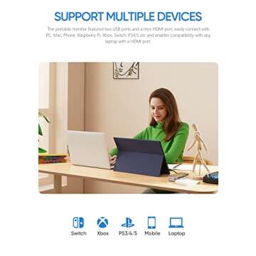 ARZOPA Portable Monitor 15.6'' FHD 1080P Portable Laptop Monitor IPS Computer External Screen USB C HDMI Display for PC MAC Phone Xbox PS5- A1 GAMUT