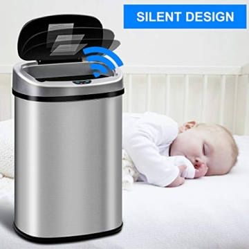Automatic Motion Sensor Stainless Steel Trash Can 13 Gallon