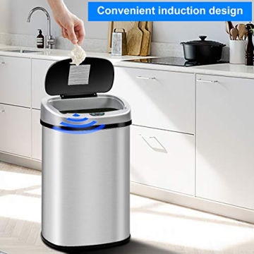 Automatic Motion Sensor Stainless Steel Trash Can 13 Gallon