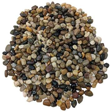 Natural Decorative Polished Mixed Pebbles 3/8" Gravel Size - (2-lb Bag)