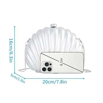 Zeph Hosea Women Seashell Evening Bag Purse Chain Strap Clutch Handbag Shoulder Bag (Z-Silver)