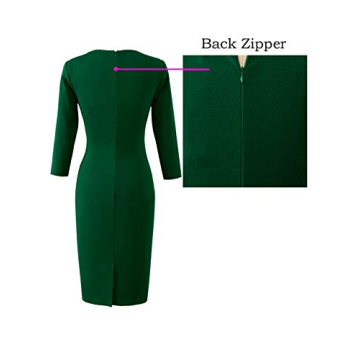 Women's Green Elegant Ruched Cocktail Dress Office Party