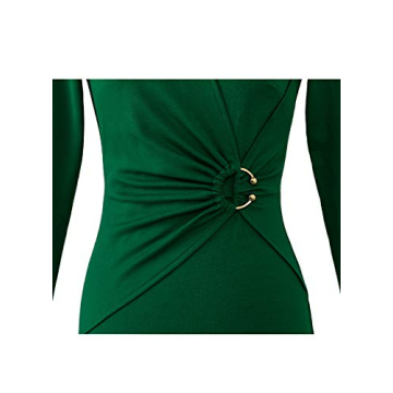 Women's Green Elegant Ruched Cocktail Dress Office Party