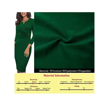 Women's Green Elegant Ruched Cocktail Dress Office Party