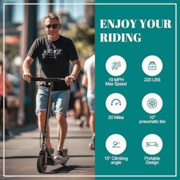 TST Electric Scooter for Adults, Folding Electric Scooter with 10" Solid Rear Tires, 20 Mph Commuter E-Scooter, 20 Miles Range, Electric Scooter Adult with APP Control and Dual Braking System