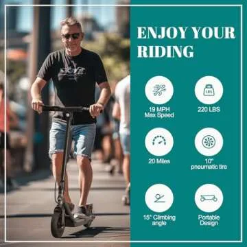 TST Electric Scooter for Adults, Folding Electric Scooter with 10" Solid Rear Tires, 20 Mph Commuter E-Scooter, 20 Miles Range, Electric Scooter Adult with APP Control and Dual Braking System