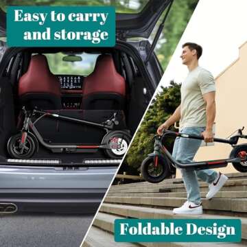 TST Electric Scooter for Adults, Folding Electric Scooter with 10" Solid Rear Tires, 20 Mph Commuter E-Scooter, 20 Miles Range, Electric Scooter Adult with APP Control and Dual Braking System