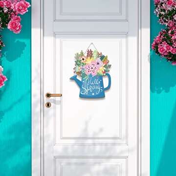 Yookeer Spring Decorations for Home Springtime Wreaths Sign for Front Door for Home Hello Spring Han...