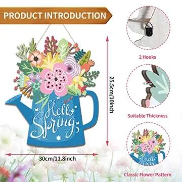 Yookeer Spring Wreath Sign for Home Decor