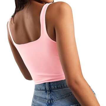 Artfish Women's Sleeveless Strappy Seamless Crop Tank Tops Square Neck Workout Fitness Basic Cropped...