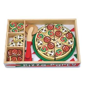 Melissa & Doug Pizza Party Wooden Play Set & 1 Scratch Art Mini-Pad Bundle (00167)