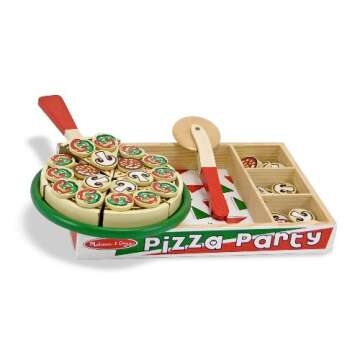 Melissa & Doug Pizza Party Wooden Play Set & 1 Scratch Art Mini-Pad Bundle (00167)
