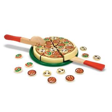 Melissa & Doug Pizza Party Wooden Play Set & 1 Scratch Art Mini-Pad Bundle (00167)