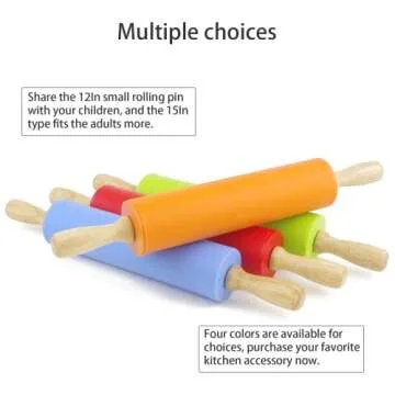 Remeel Silicone Rolling Pin for Baking Non-stick Rolling Pin Dough Roller Wooden Handle Kitchen Accessories Pastry Roller