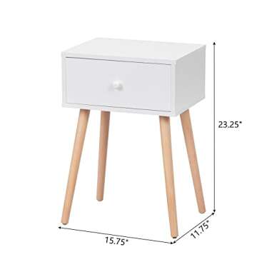 JAXPETY Modern Wood Nightstand, Bedside Table with Drawer, Night Stand, End Table with Solid Wood Le...