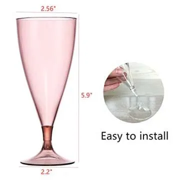 Cq acrylic 24 Pack Classic Champagne Disposable Flutes 5 Oz for Parties Plastic cups Wedding Party T...