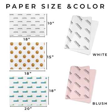 COACO Personalized Tissue Paper, Your Custom Design, Logo, or Text, Great for Holiday or Special Occasion, Small Business Packaging or Gift Wrapping, Gift Bags, 30, 50, or 100 Count, Blush (18"x10")