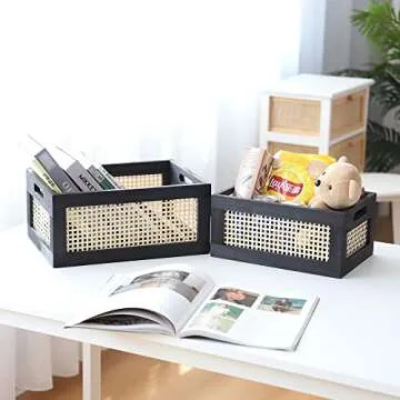 HODAKJUE Handmade Wood Baskets for Stylish Storage