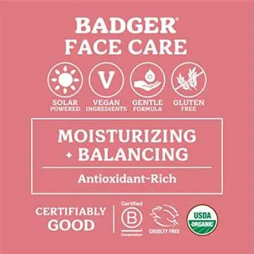 Badger Rose Face Oil, 100% Organic Face Moisturizer, Nourishing & Soothing Organic Jojoba Oil & Rose Oil, Vegan Antioxidant Rich Moisturizing Facial Oil, 1 fl oz Glass Bottle
