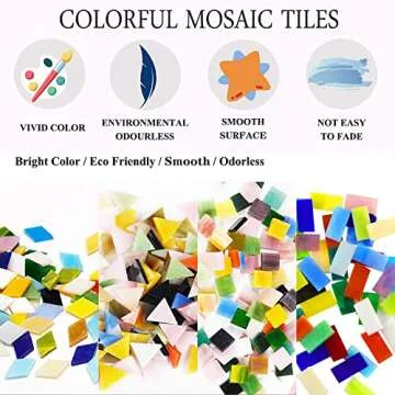 Csdtylh 1100 Pcs Mosaic Tiles, Glass Mosaic Tiles for Crafts Bulk, Stained Mosaic Glass Pieces, Mosaic Supplies for Home Decoration, Art Crafts, DIY Projects, Opaque (Mixed Shape)