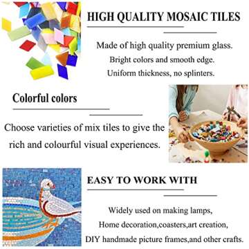 Csdtylh 1100 Pcs Mosaic Tiles, Glass Mosaic Tiles for Crafts Bulk, Stained Mosaic Glass Pieces, Mosaic Supplies for Home Decoration, Art Crafts, DIY Projects, Opaque (Mixed Shape)