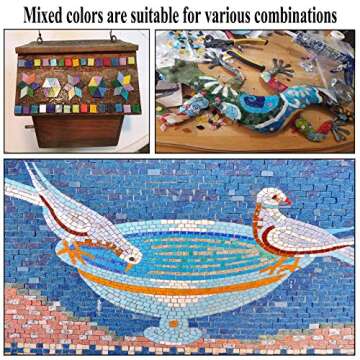 Csdtylh 1100 Pcs Mosaic Tiles, Glass Mosaic Tiles for Crafts Bulk, Stained Mosaic Glass Pieces, Mosaic Supplies for Home Decoration, Art Crafts, DIY Projects, Opaque (Mixed Shape)