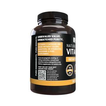 PURE ORIGINAL INGREDIENTS Vitamin C (365 Capsules) No Stearates or Rice Fillers, Gluten-Free, Vitami...