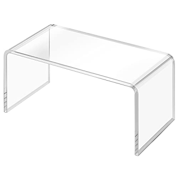 Elavain Clear Side Table & Small Coffee Table, Stylish Sofa Table with Rounded Edges, Acrylic Waterf...