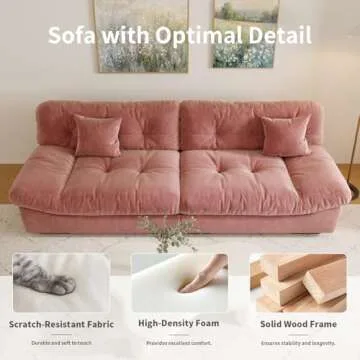 Cloud Modular Sectional Sofa - 105" Pink Velvet Comfort