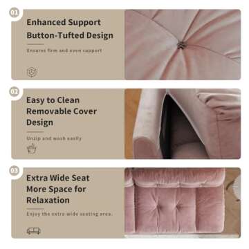 Cloud Modular Sectional Sofa - 105" Pink Velvet Comfort