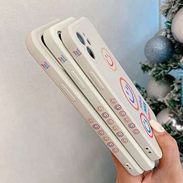KERZZIL Cute Smile Pattern Compatible with iPhone 11 Case, Silicone Slim Fit [Soft Anti-Scratch Microfiber Lining] Flexible TPU Shockproof Protective Cover Cases Capa 6.1 Inch (Beige)