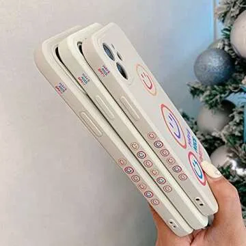 KERZZIL Cute Smile Pattern Compatible with iPhone 11 Case, Silicone Slim Fit [Soft Anti-Scratch Microfiber Lining] Flexible TPU Shockproof Protective Cover Cases Capa 6.1 Inch (Beige)