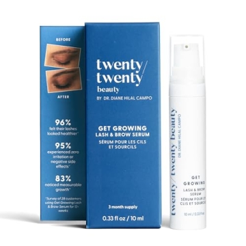 twenty/twenty beauty Get Growing Lash & Brow Serum - All-Natural Enhancer for Thicker Lashes and Bro...