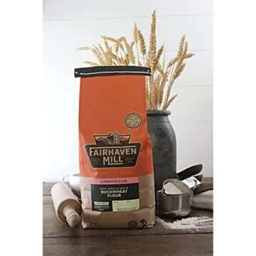 Fairhaven Mill Whole Grain Buckwheat Flour - Ancient Grain Superfood - Nutty Flavor for Pancakes, Muffins - Naturally Gluten-Free - 5 lbs Bag - 8508