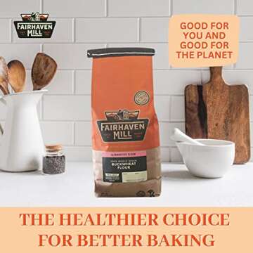Fairhaven Mill Whole Grain Buckwheat Flour - Ancient Grain Superfood - Nutty Flavor for Pancakes, Muffins - Naturally Gluten-Free - 5 lbs Bag - 8508