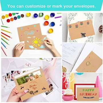 65 Packs A4 Invitation Envelopes, Brown Kraft Envelopes, 4x6 Photo Envelopes for Invitations, Envelopes Self Seal for Weddings, Baby Shower, Photos, Postcards, Greeting Cards, Mailing