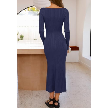 Elegant MEROKEETY Women's Long Sleeve Sweater Dress