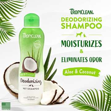 TropiClean Deodorizing Cat & Dog Shampoo for Smelly Dogs, Cats, Puppies, and Kittens, Powerful Odor ...